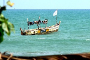 Traditionele vissersboot in Ghana